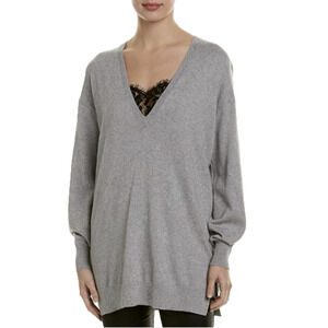 Joie Irita Sweater Lace Cashmere Whimsigoth Lagenlook Longline Gray Size Small